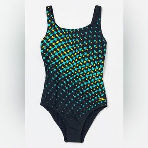 Speedo • NWT One-Piece Black and Blue Pattern swimsuit / bathingsuit RW1